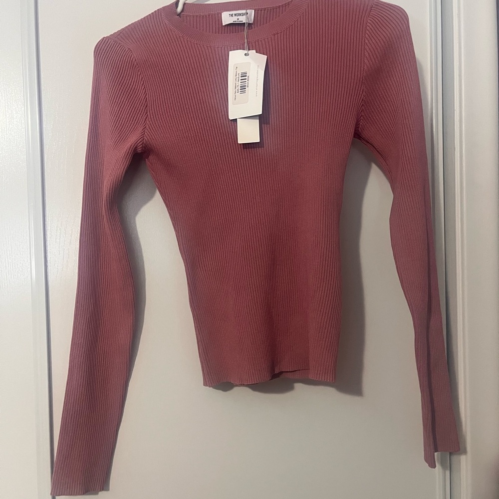 NWT Pink Long Sleeve Ribbed Top